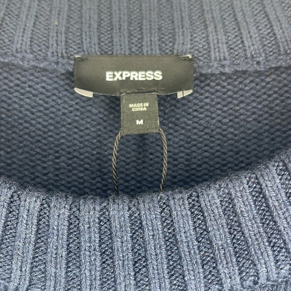 Express blue crew neck long sleeve tree’s scene sweater mens medium pullover - Picture 7 of 13